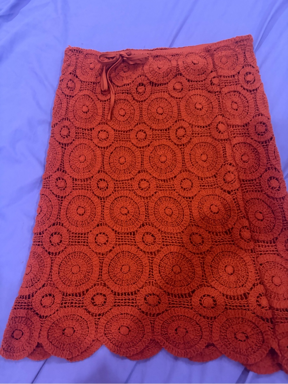 Crochet Midi Skirt in brown reddish color